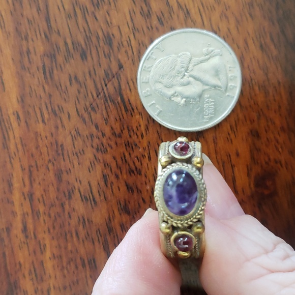Amethyst Garnet Ruby Brass Silver Copper Ring Gold Purple Red - Picture 14 of 15